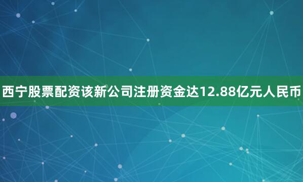 西宁股票配资该新公司注册资金达12.88亿元人民币